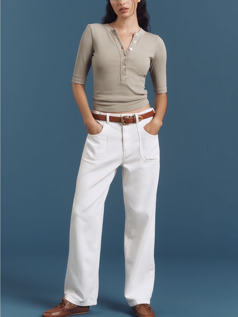 Pilcro Jenna Wide-Leg White Jeans Anthropologie